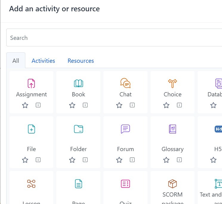 Different Course Activity Types